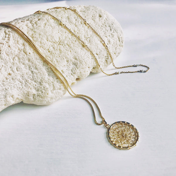 Medallón Crochet, Crochet Medallion, Circle Pendant, Gold Filled Pendant, Sterling Silver Pendant, Circle Necklace.